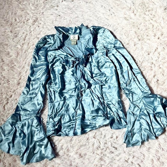 Ice Tops - 100% Silk Vintage Y2K Renaissance Retro Vintage Whimsical Top Womens L Teacher L